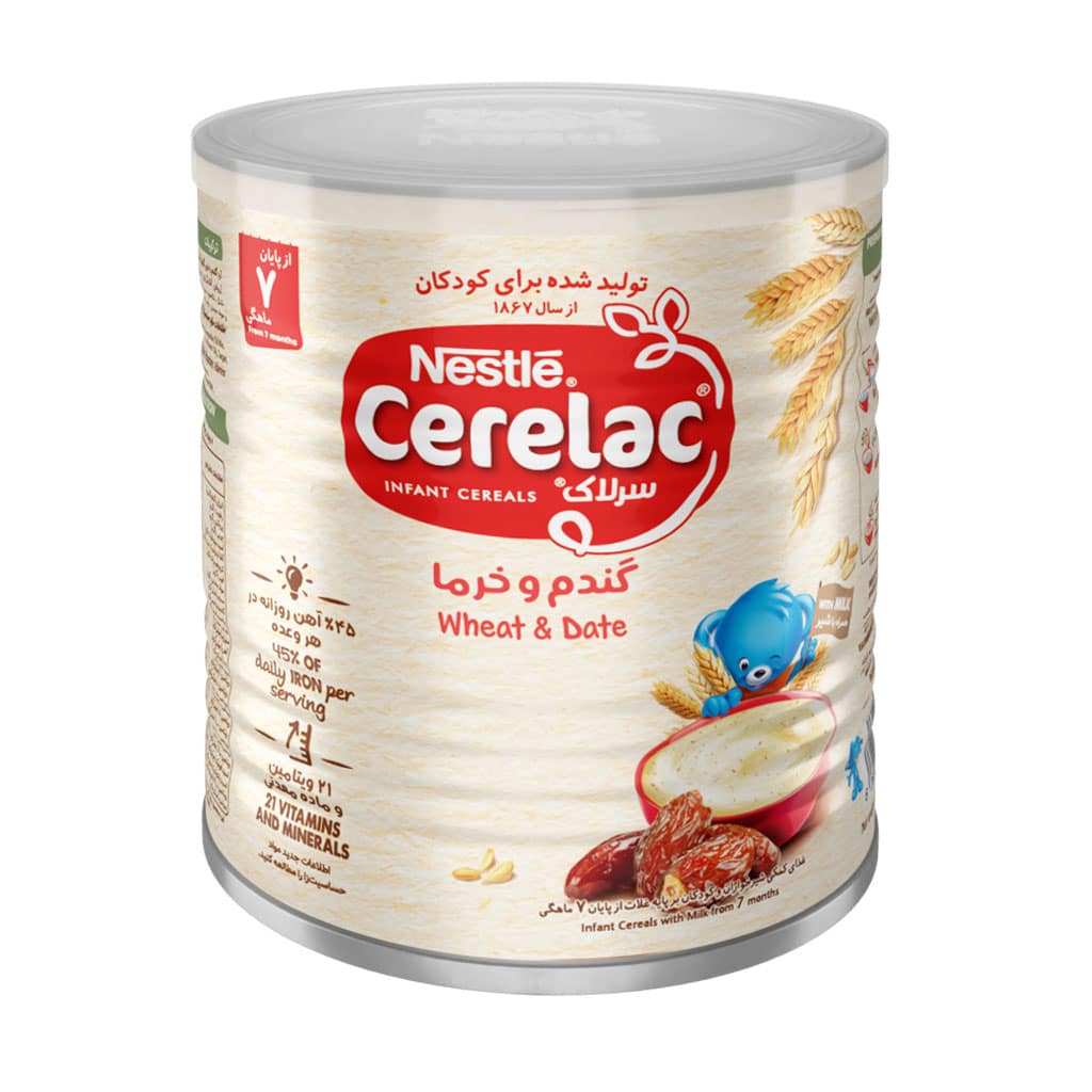 سرلاک گندم و خرما به همراه شیر نستل
